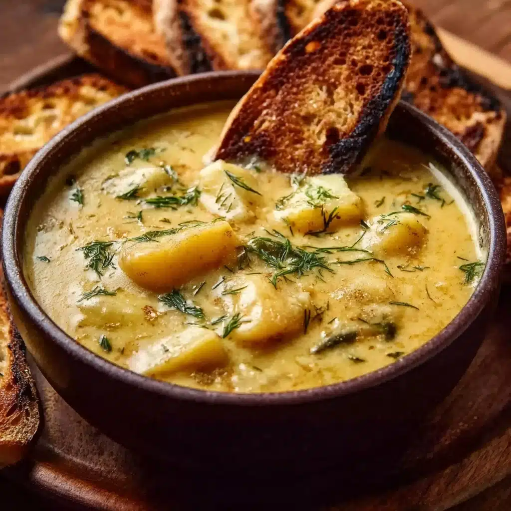 Hearty Cheddar Garlic Herb Potato Soup Recipe - Recipe Image