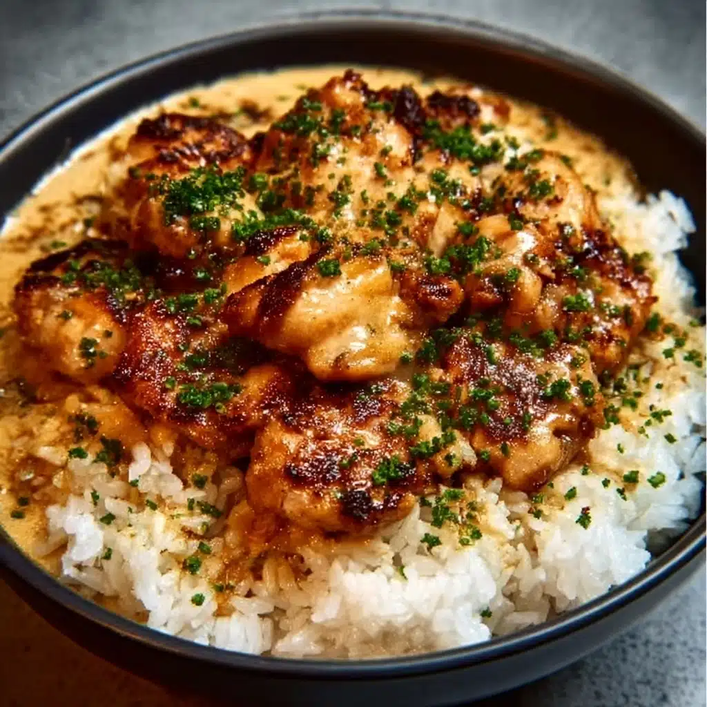 Creamy Smothered Chicken And Rice Recipe - Recipe Image