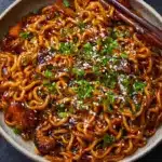 Sticky Garlic Chicken Noodles Recipe