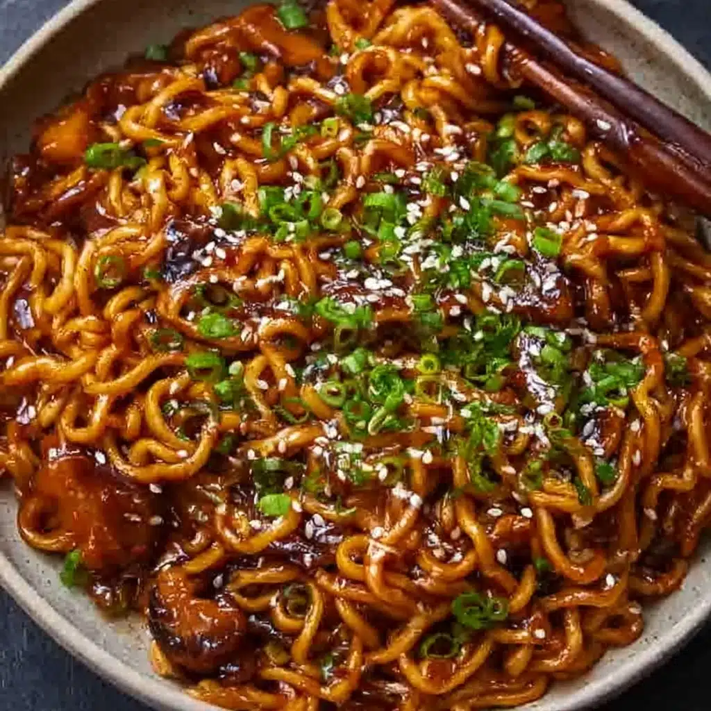 Sticky Garlic Chicken Noodles Recipe - Recipe Image