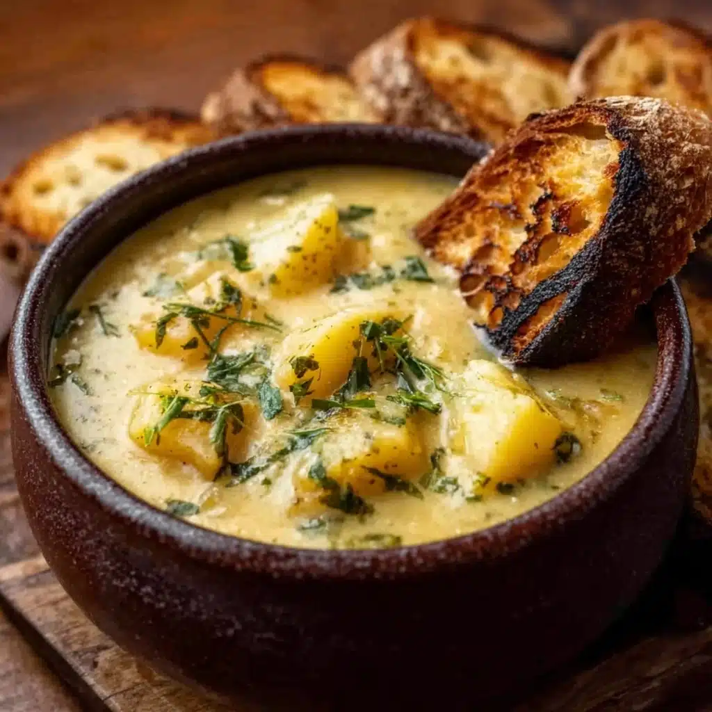 Hearty Cheddar Garlic Herb Potato Soup Recipe