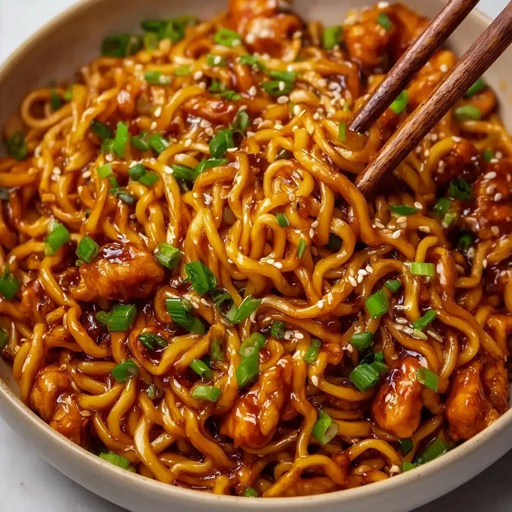 Sticky Garlic Chicken Noodles Recipe - Recipe Image