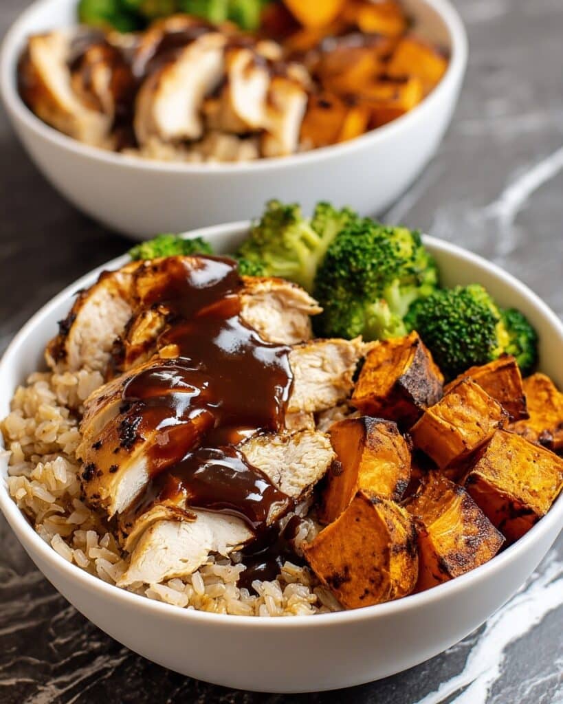 BBQ Chicken & Roasted Sweet Potato Bowls Recipe