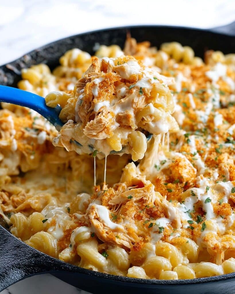 Baked Buffalo Chicken Mac and Cheese with Crispy Topping Recipe