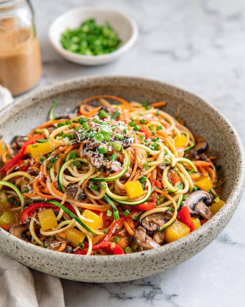 Raw Spiralized Vegetable Pasta with Marinara Sauce Recipe