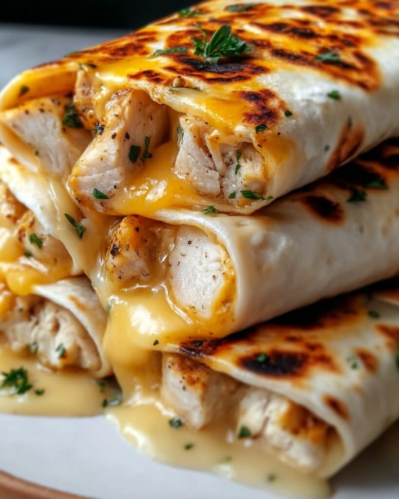 Cheesy Garlic Chicken Wraps Recipe
