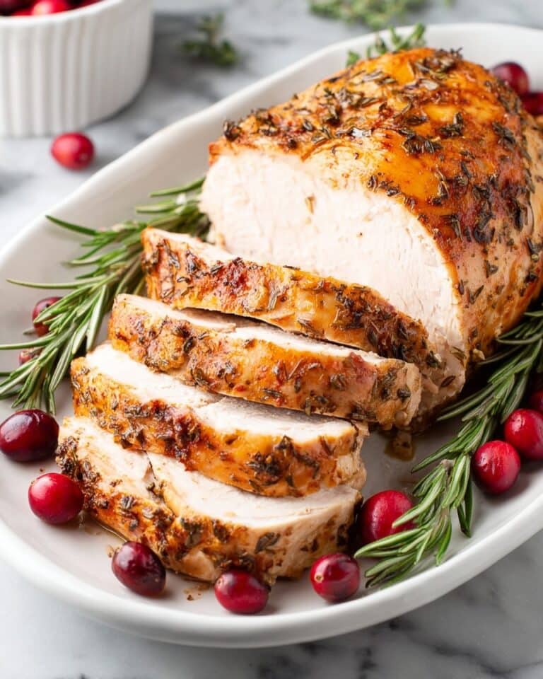Herb-Rubbed Boneless Turkey Breast Roast with Onion and Garlic Recipe