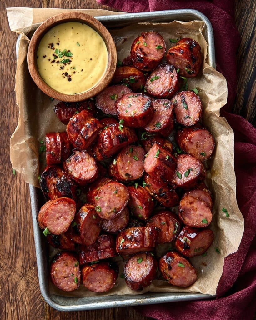 Mustard Hasselback Kielbasa Bites Recipe
