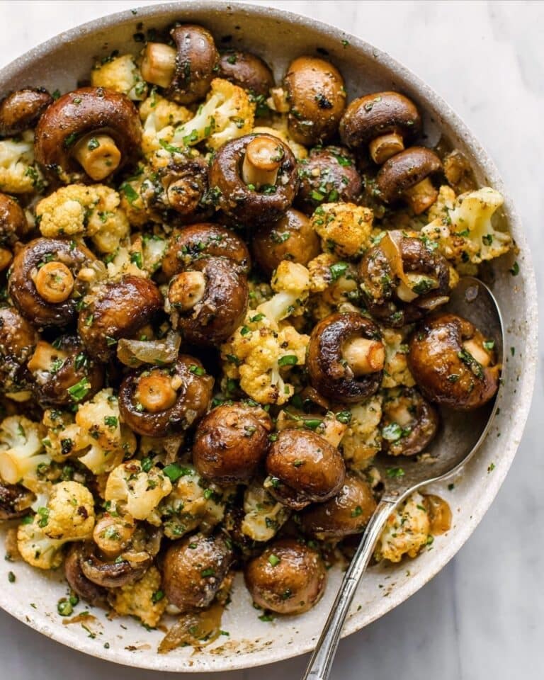 Garlic Butter Mushrooms Cauliflower Skillet Recipe