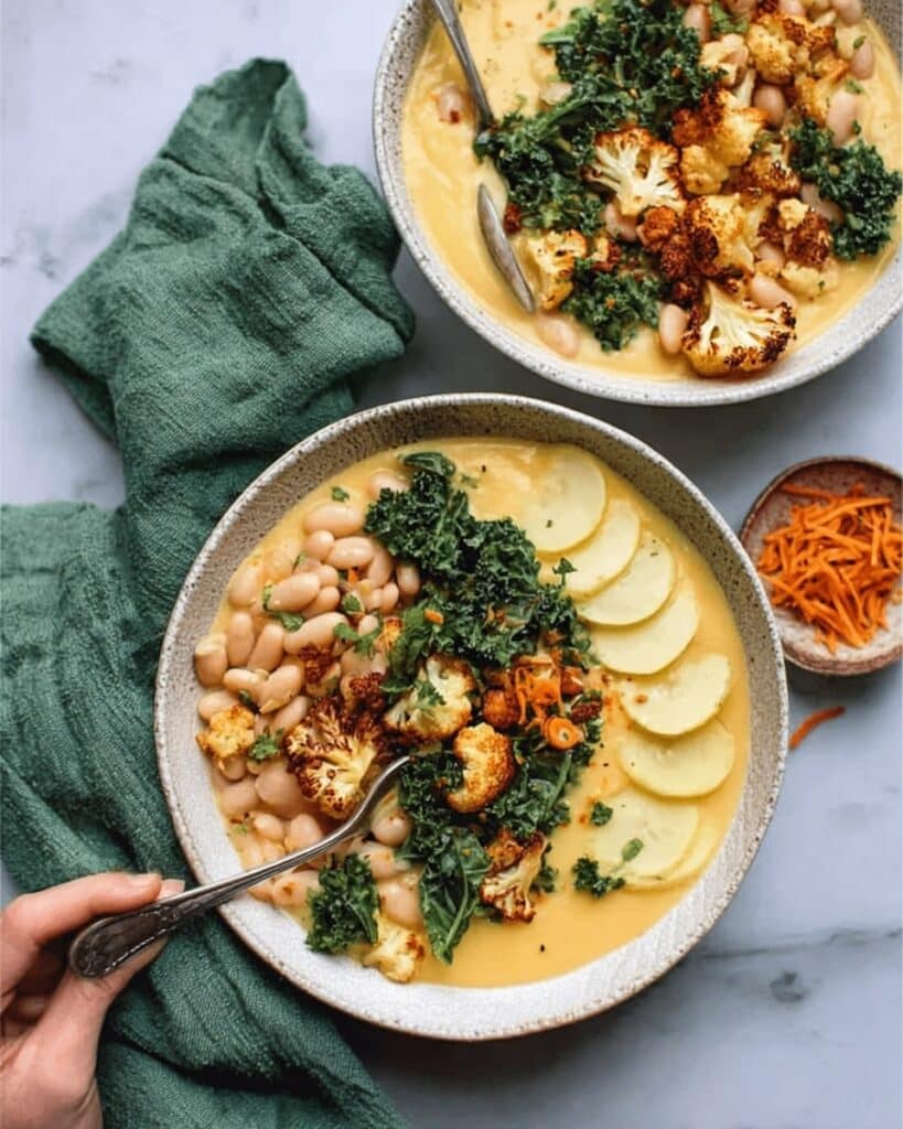 Vegan Zuppa Toscana Soup with Potatoes, Vegan Sausage, and Kale Recipe