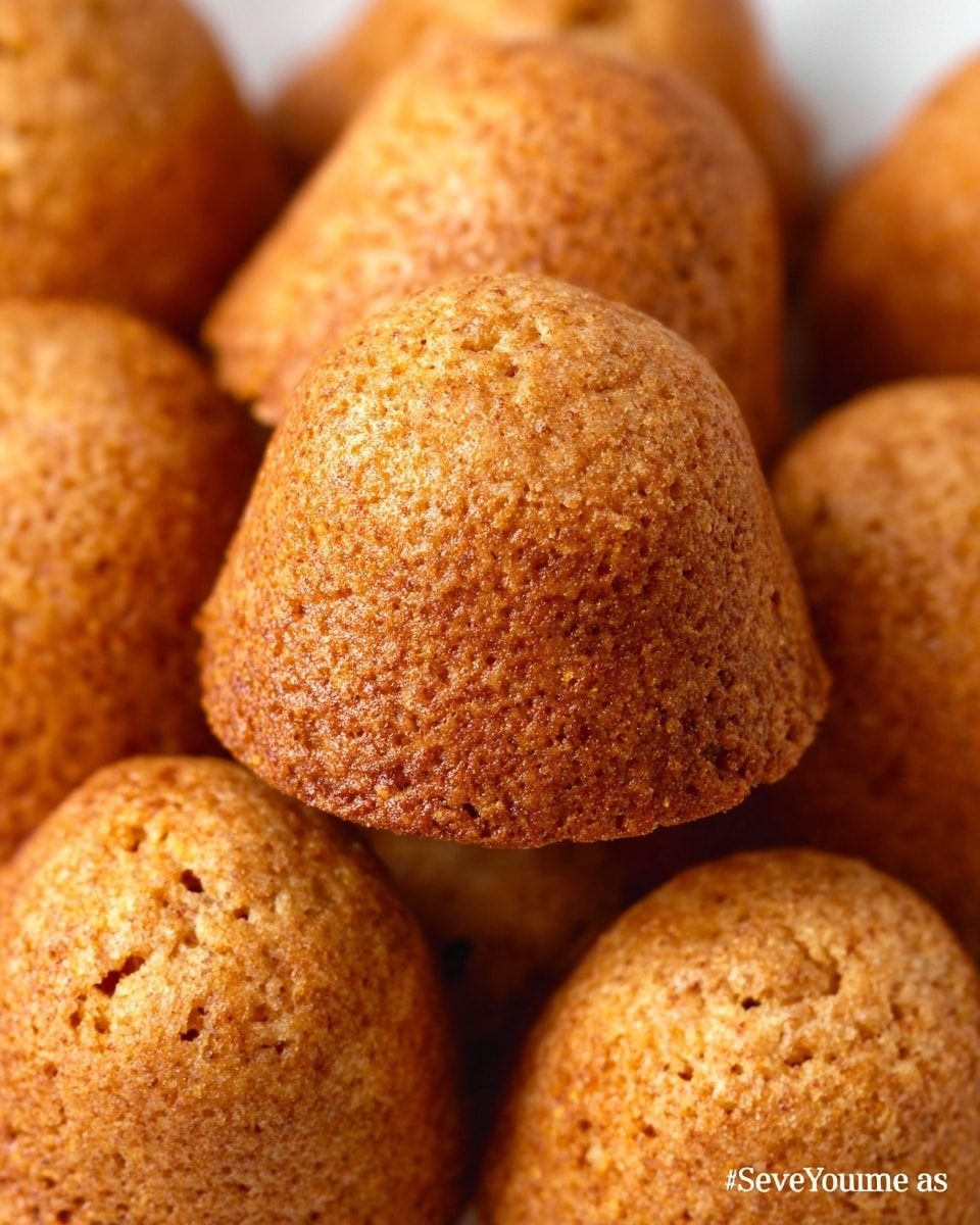 A close-up view of a small, cut cornbread piece showing a single light golden brown layer with a porous and crumbly texture filled with small air holes and flecks of yellow cornmeal throughout. The cornbread appears moist with a slightly crispy edge on the bottom, and a blurred background of similar cornbread pieces creates a warm, soft effect on a white marbled surface. photo taken with an iphone --ar 4:5 --v 7