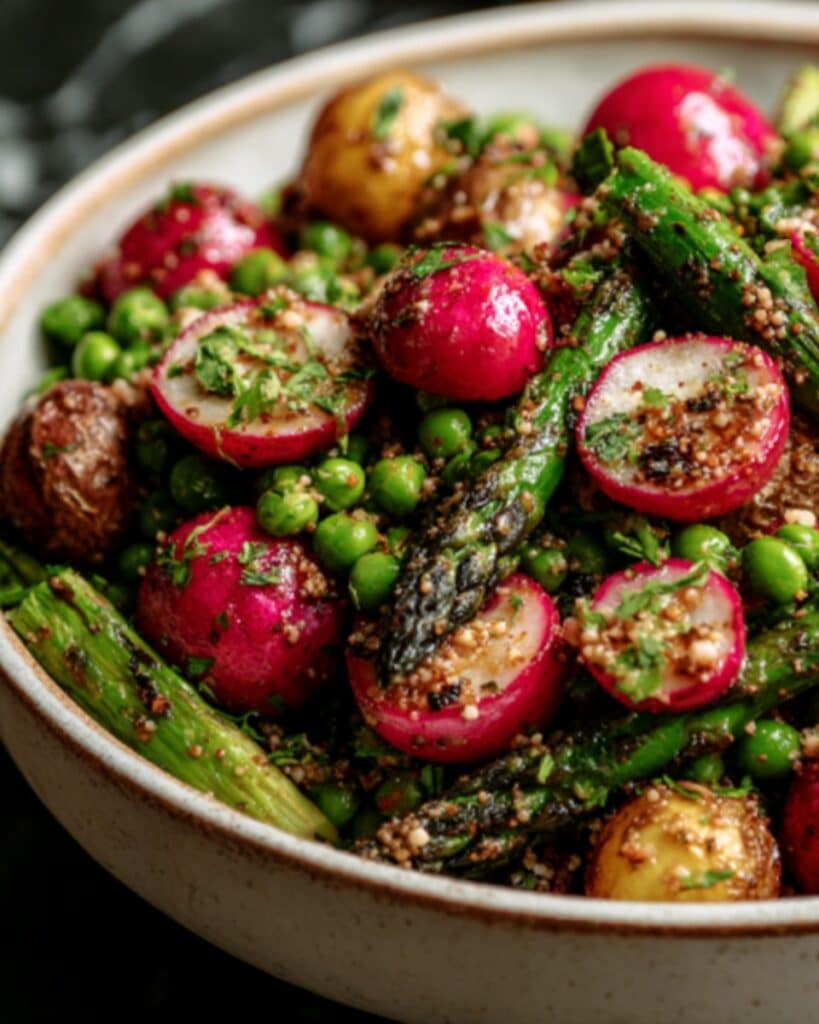 Roasted Asparagus and Radishes with Mustard Vinaigrette Recipe