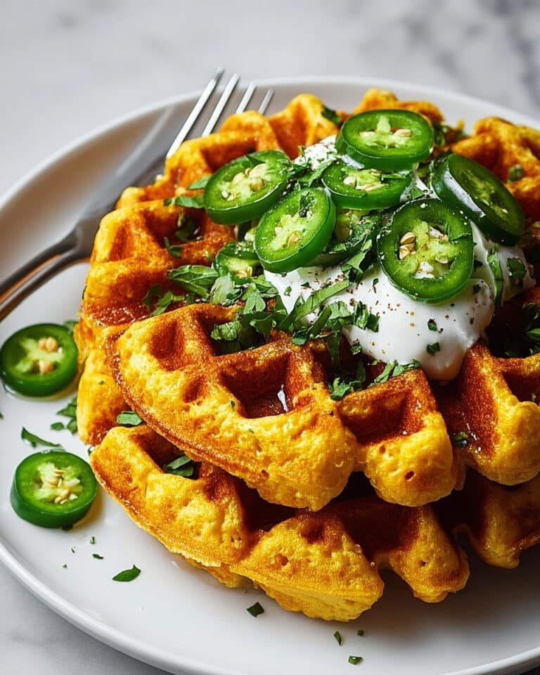 Cheddar Green Onion Jalapeño Cornbread Waffles Recipe
