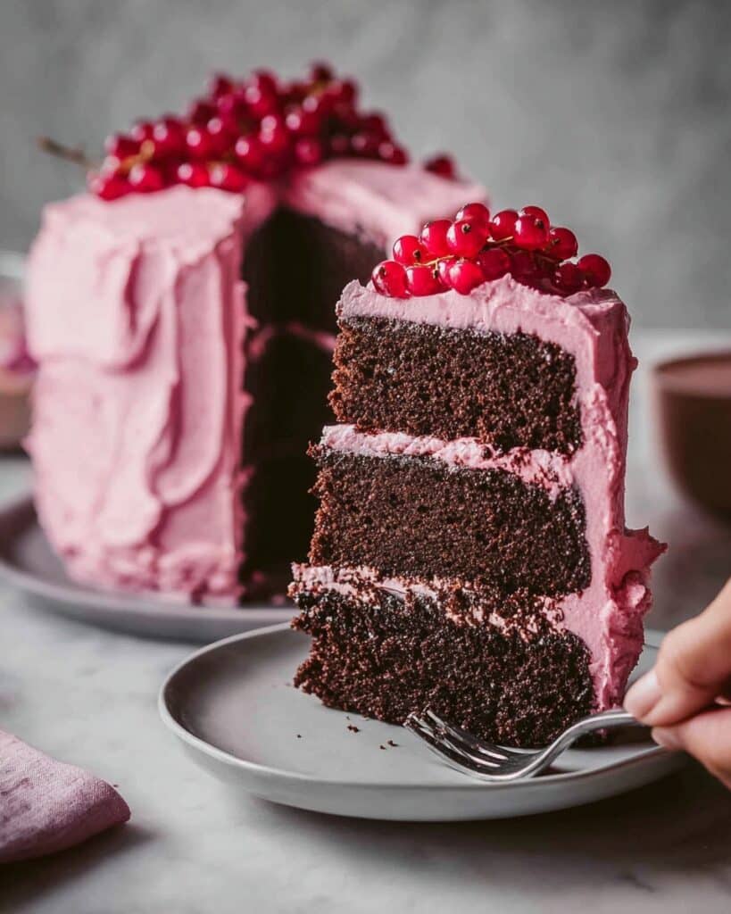 Vegan Chocolate Layer Cake with Hibiscus Frosting Recipe