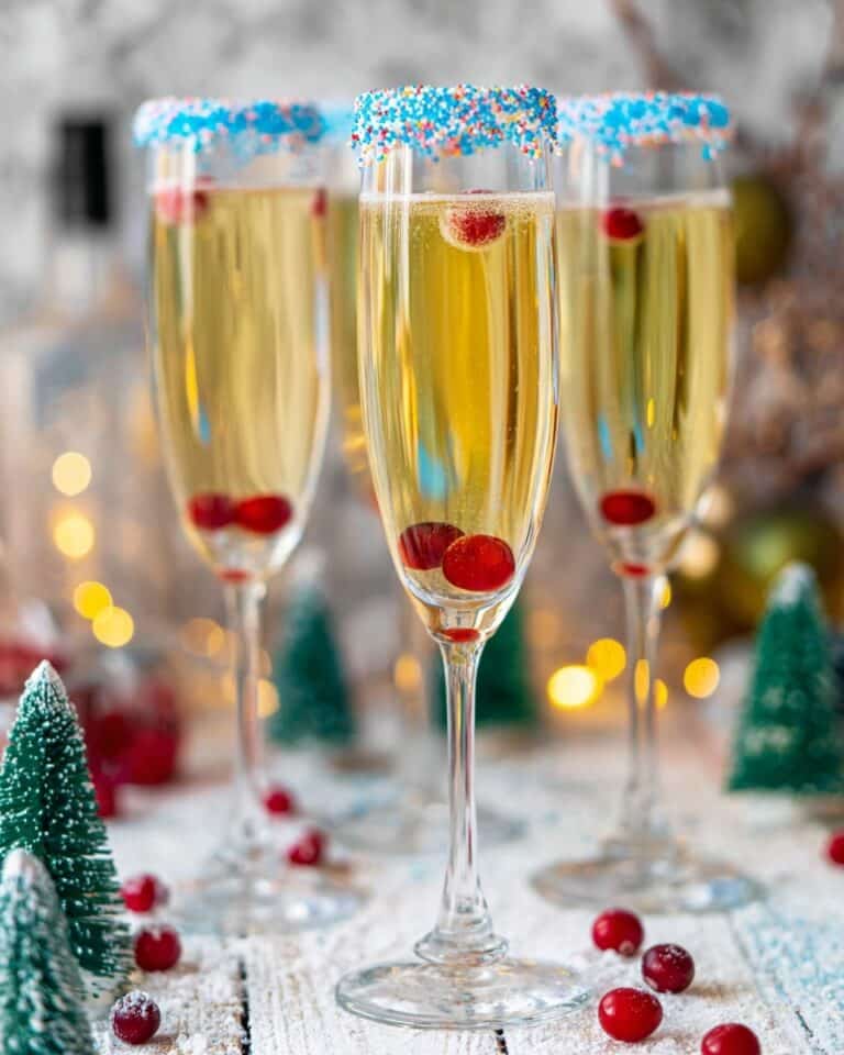 Festive Champagne Cocktails with Sprinkles and Vanilla Frosting Recipe