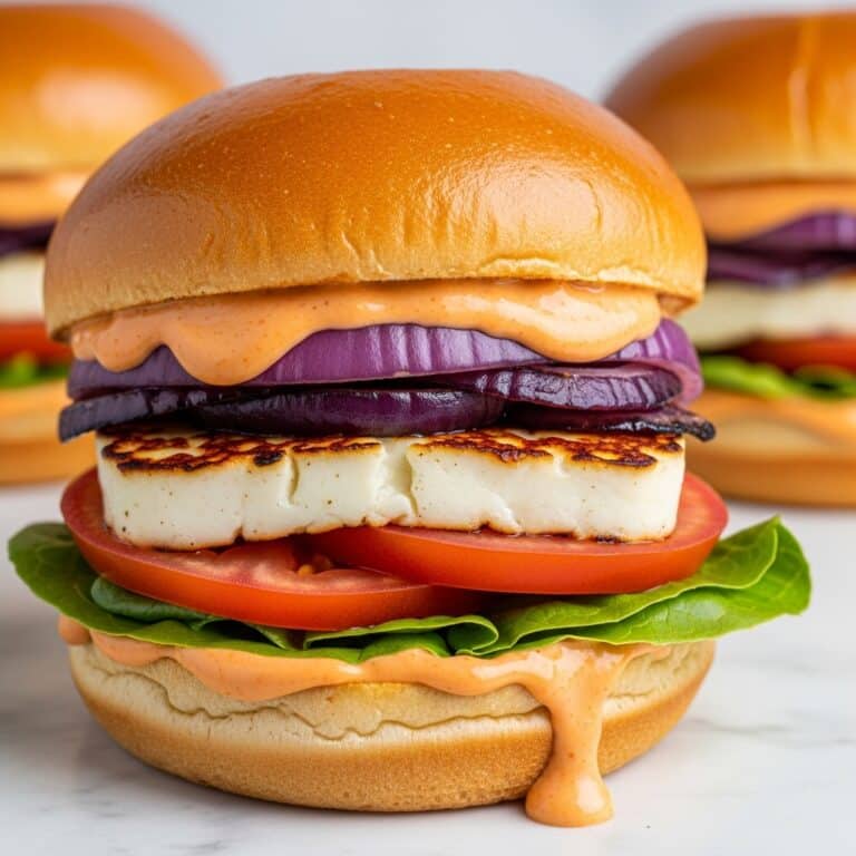 Halloumi Burger with Smoky Red Pepper Aioli Recipe