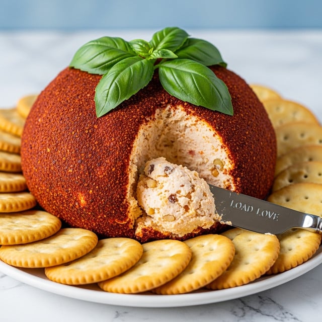 Tomato-Shaped Cheese Ball with Pecan Coating Recipe