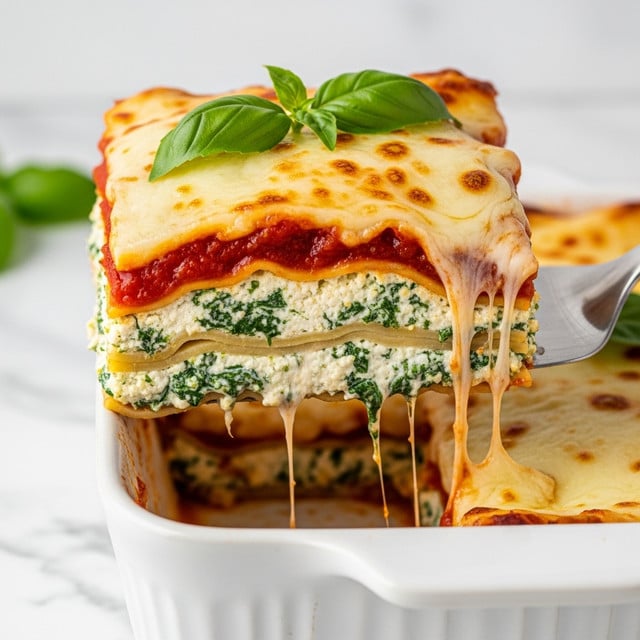Ultimate Spinach Lasagna (3 Cheeses) Recipe