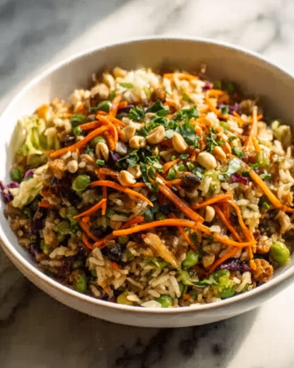 A white bowl filled with a layered rice dish sits on a white marbled surface. The bottom layer is fluffy white rice mixed with small pieces of green herbs, topped with a generous layer of cooked minced meat that is dark brown. Scattered over the meat are thin slices of green onions and small orange shreds that look like carrots. The dish is garnished with fresh green herbs and thin, light brown fried onion strips. A woman's hand holding a spoon is just visible on the side. photo taken with an iphone --ar 4:5 --v 7