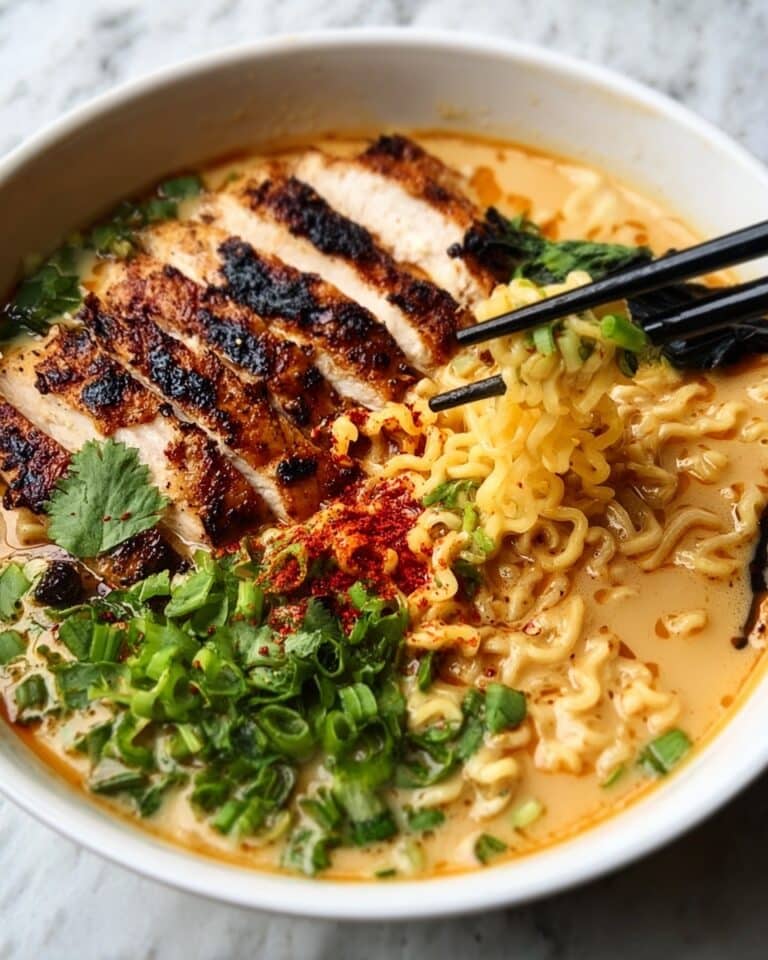 Fiery Chicken Ramen with Creamy Garlic Sauce Recipe