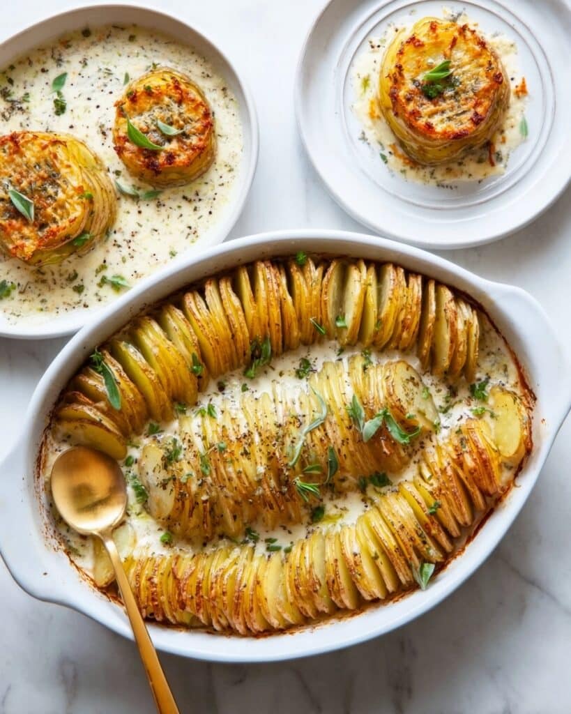 Creamy Scalloped Potatoes with Parmesan and Thyme Recipe