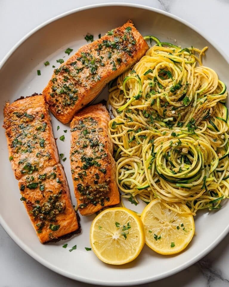 Lemon Garlic Butter Salmon with Zucchini Noodles Recipe