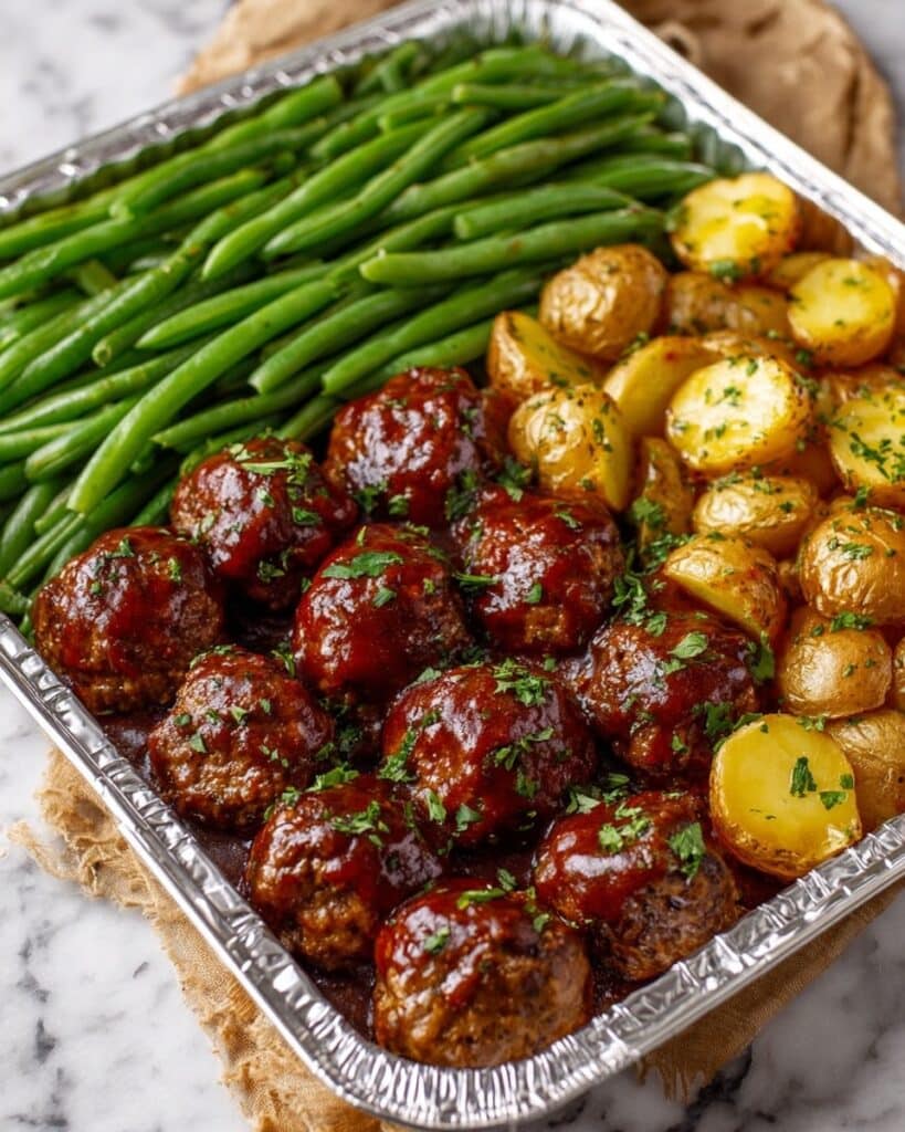 Sheet Pan Mini Meatloaves with Roasted Veggies Recipe