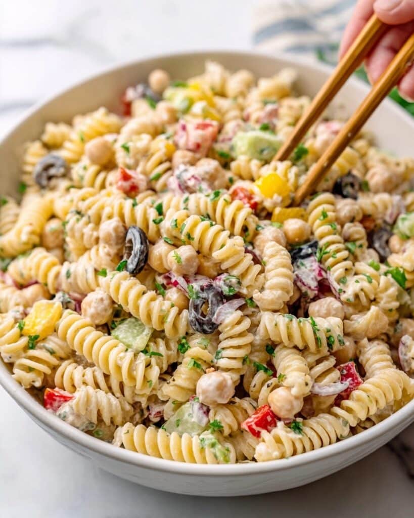 Creamy Pasta Salad with Peas, Bacon, and Parmesan Recipe