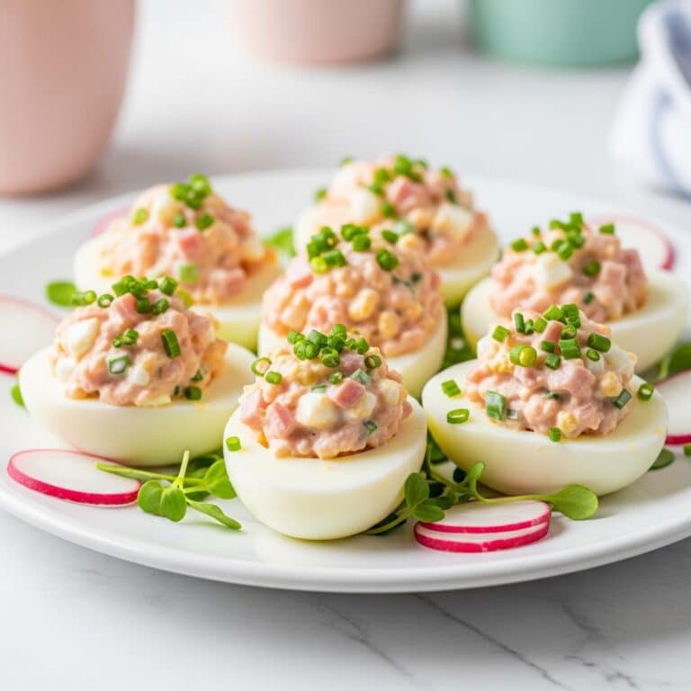 Ham Deviled Eggs with Cheddar and Tarragon Recipe