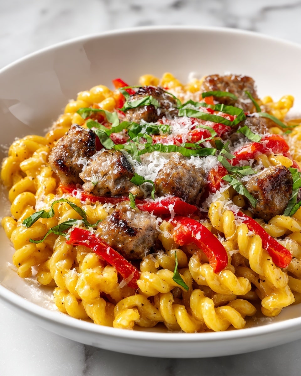 Spicy Sausage & Roasted Pepper Pasta Recipe