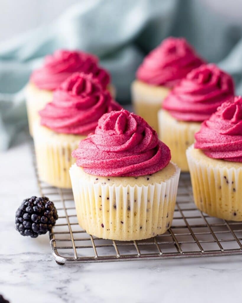 Lemon Poppy Seed Cupcakes with Blackberry Frosting Recipe