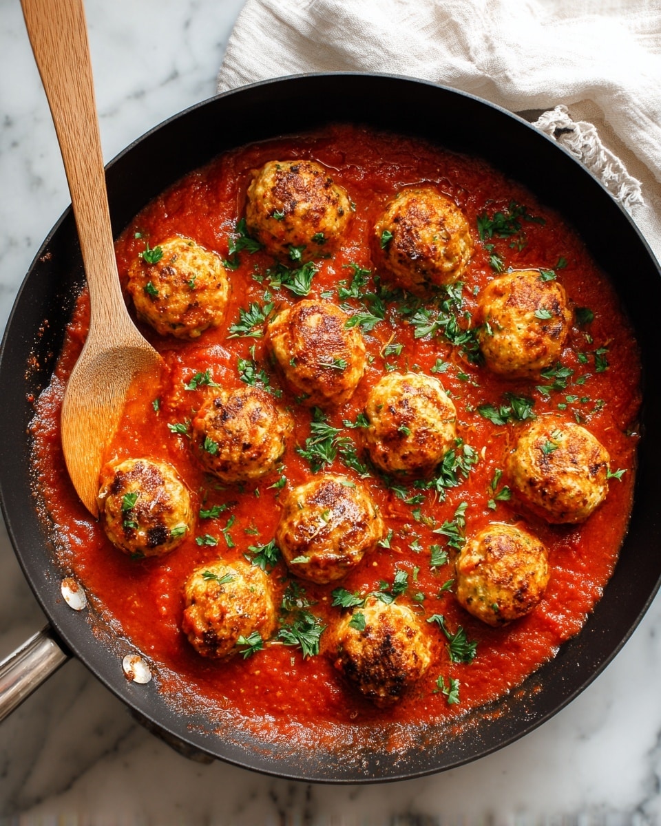 Baked Chicken Meatballs in Tomato Sauce Recipe