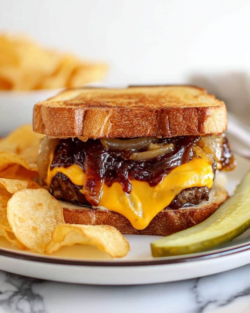 Meatloaf Sandwich with Caramelized Onions and Melted Cheese Recipe