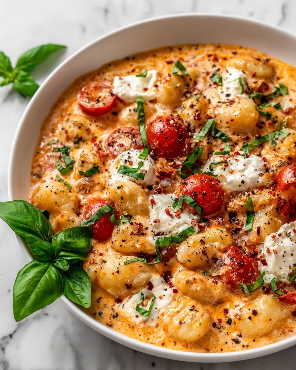 30 Minute Creamy Tomato Gnocchi with Burrata Recipe
