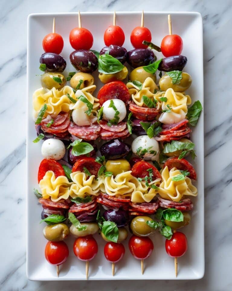 Italian Antipasto Skewers with Marinated Tortellini and Mozzarella Recipe