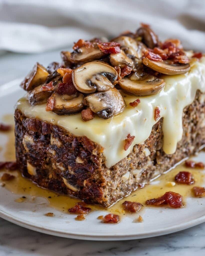 Swiss Bacon Mushroom Meatloaf Recipe