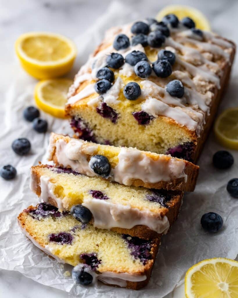 Lemon Blueberry Loaf Cake with Glaze Recipe