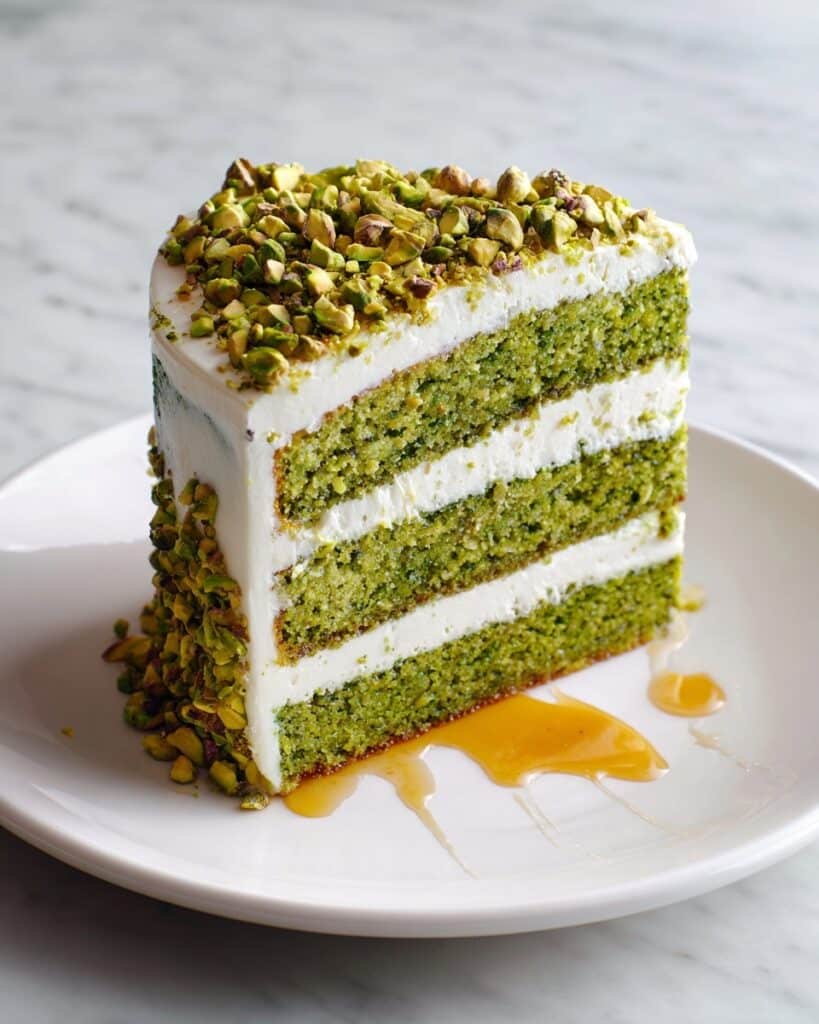 Pistachio Bliss Cake with Dripping Honey Recipe